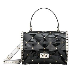 Valentino Black and White Studded Shoulder Bag